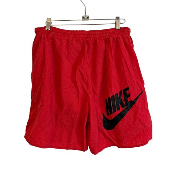 Nike Shorts Mens M Red Nylon Swim Trunks Mesh Lined Logo Running Blokecore - Picture 1 of 11